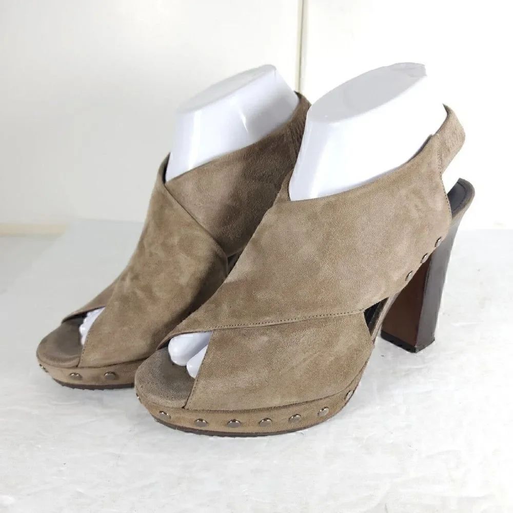 Donald.JPliner Women's Jagger US 7,5M Taupe Suede Studded Criss Cross Sandals
